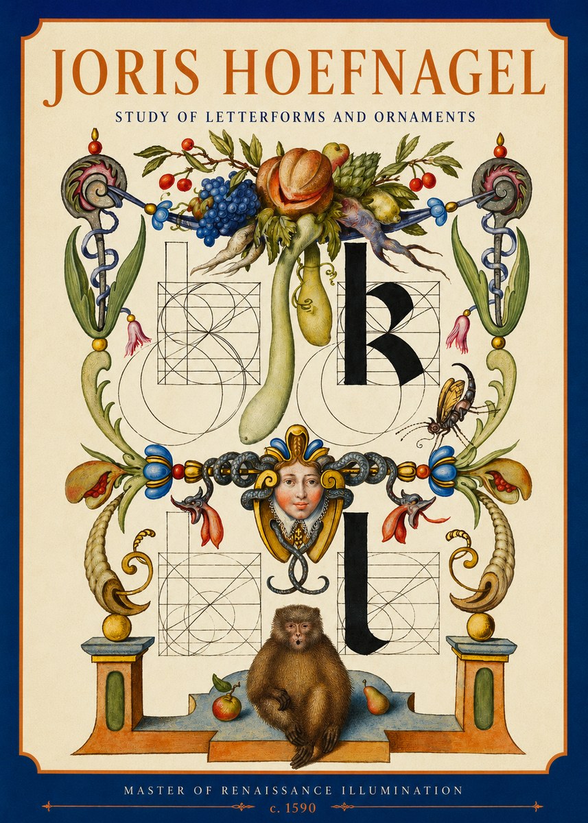 Joris Hoefnagel Study of Letterforms and Ornaments No2 - Plakat