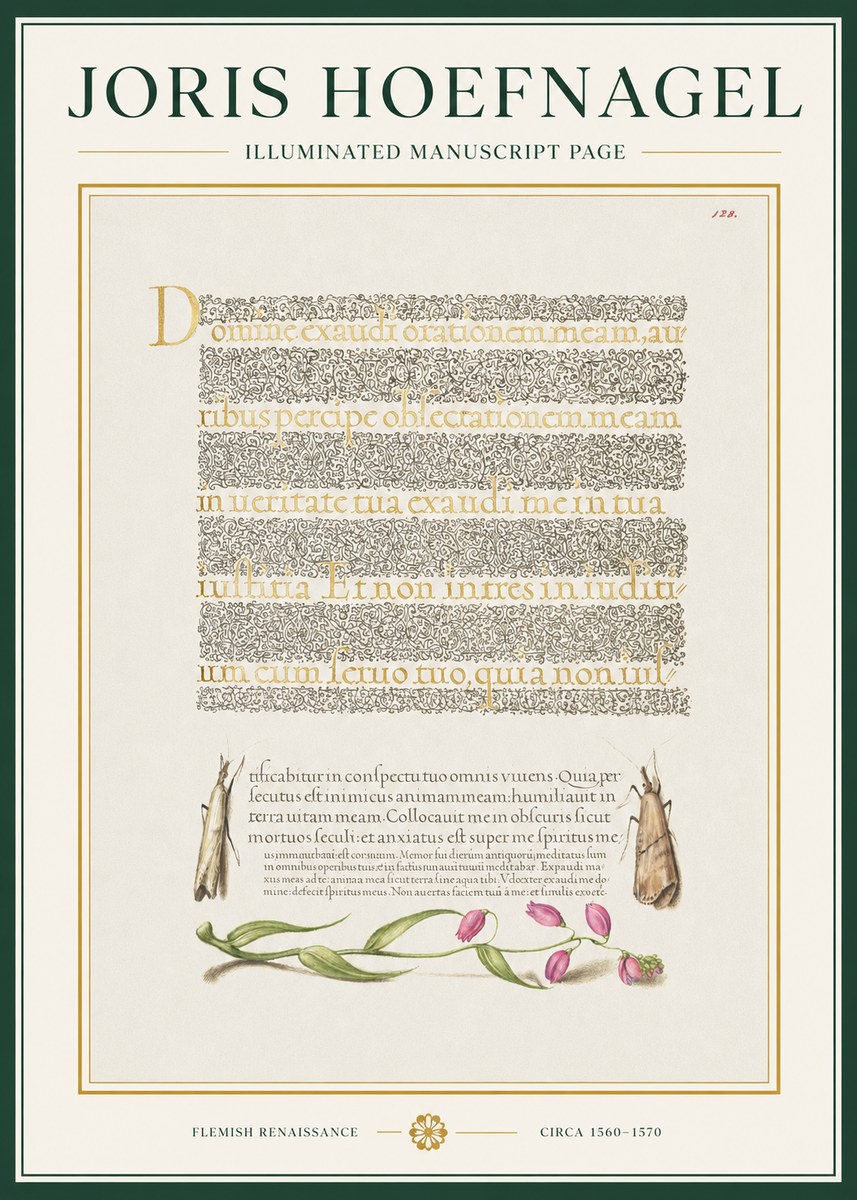 Joris Hoefnagel Illuminated Manuscript Page II No1 - Plakat