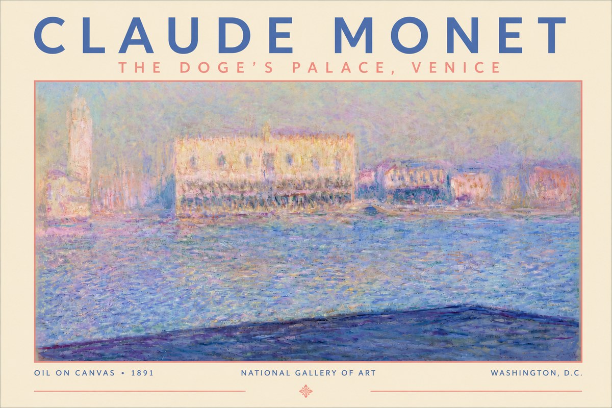 Monet The Doge's Palace, Venice No4 - Plakat