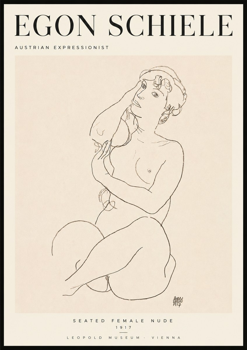 Schiele Seated Female Nude No2 - Plakat