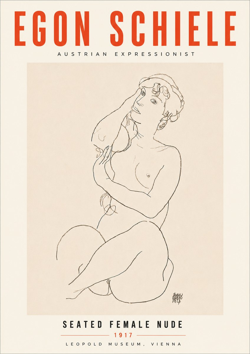 Schiele Seated Female Nude No6 - Plakat
