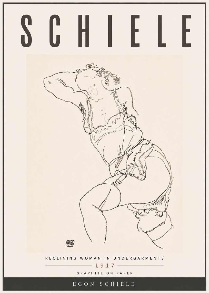 Schiele Reclining Woman in Undergarments No6 - Plakat