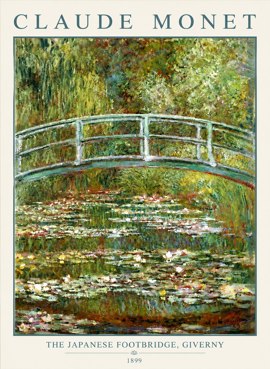 Monet The Japanese Footbridge, Giverny No4 - Plakat