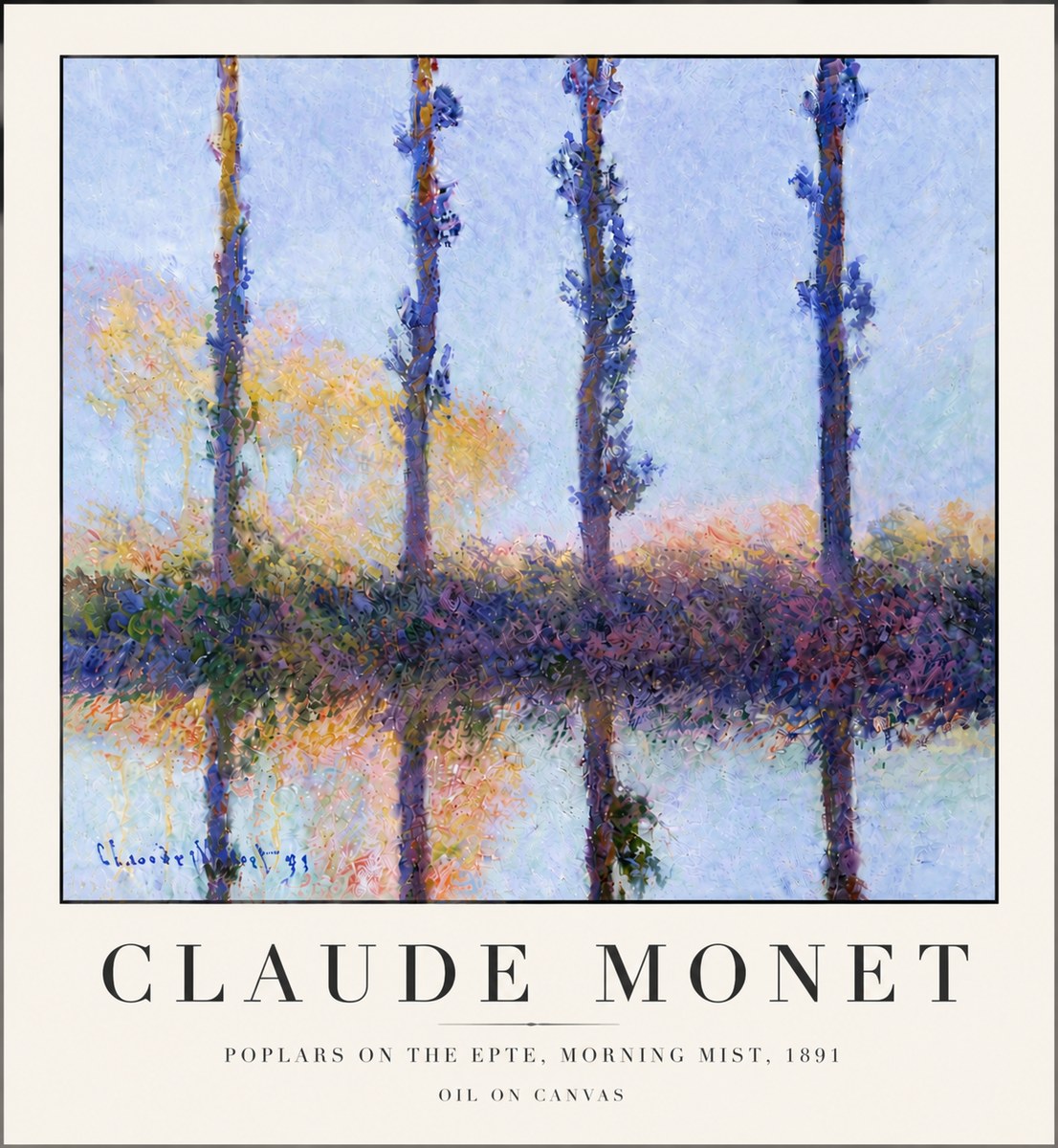 Monet Poplars on the Epte, Morning Mist, 1891 No6 - Plakat