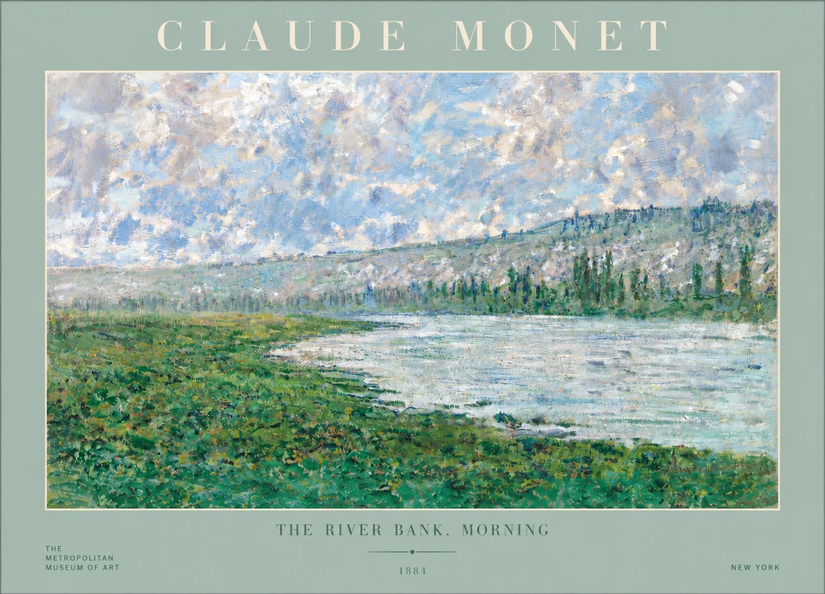 Monet The River Bank, Morning No3 - Plakat