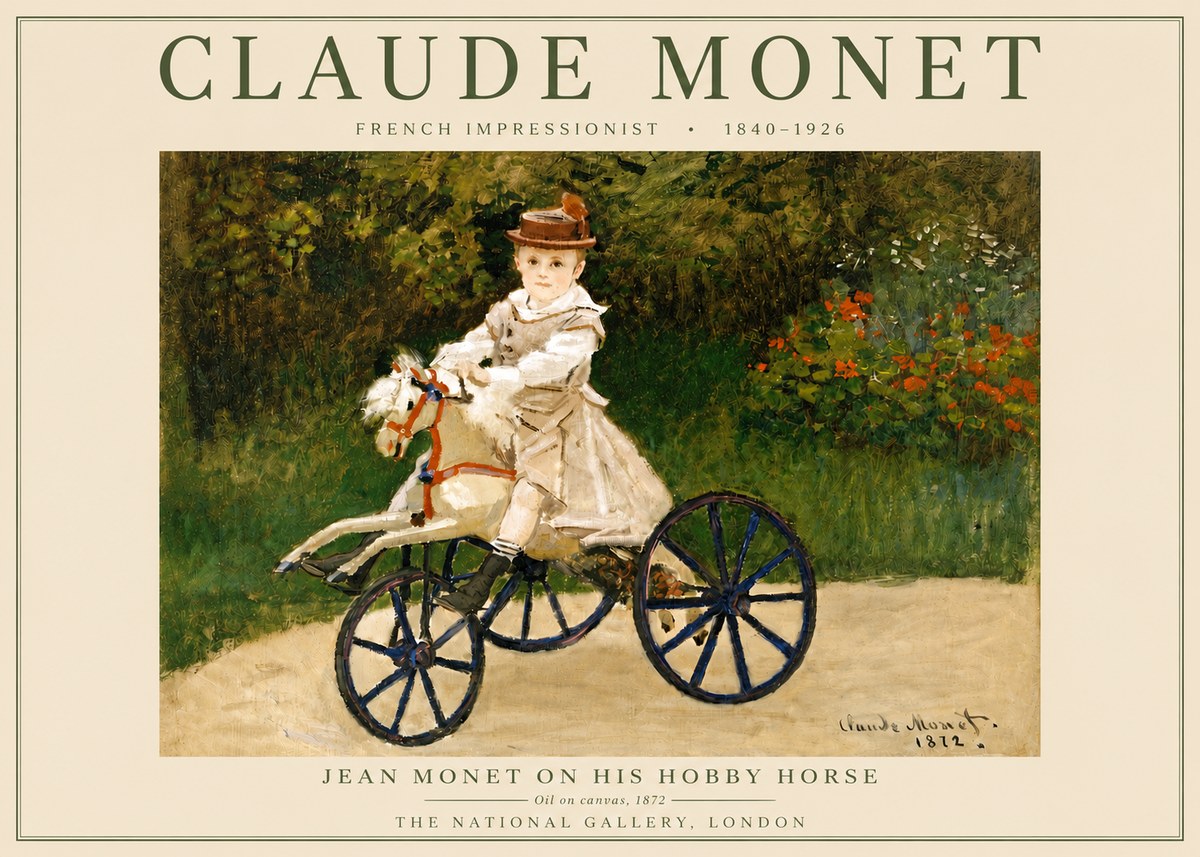 Monet Jean Monet on His Hobby Horse No4 - Plakat