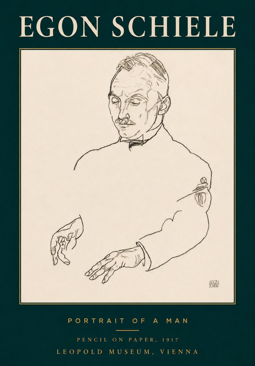Schiele Portrait of a Man No3 - Plakat