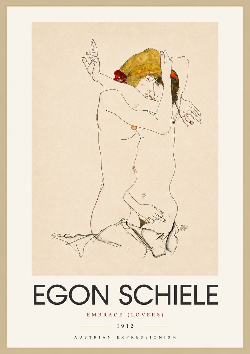 Schiele Embrace (Lovers) No4 - Plakat