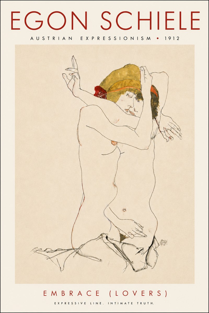 Schiele Embrace (Lovers) No5 - Plakat