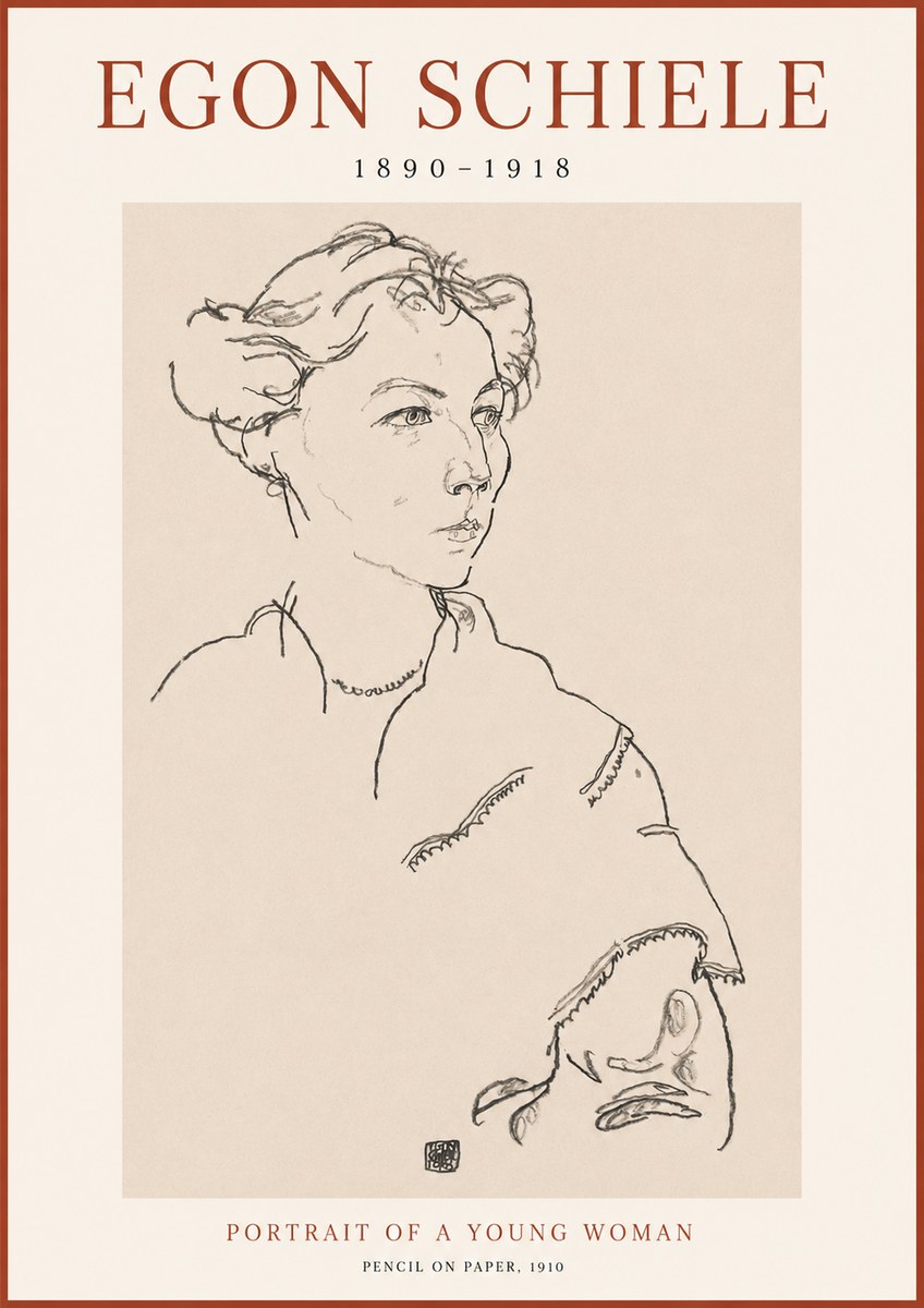 Schiele Portrait of a Young Woman No1 - Plakat