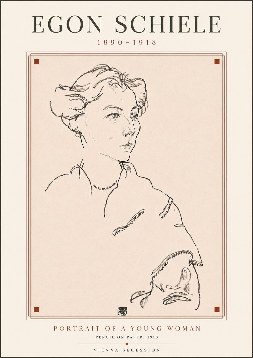 Schiele Portrait of a Young Woman No5 - Plakat