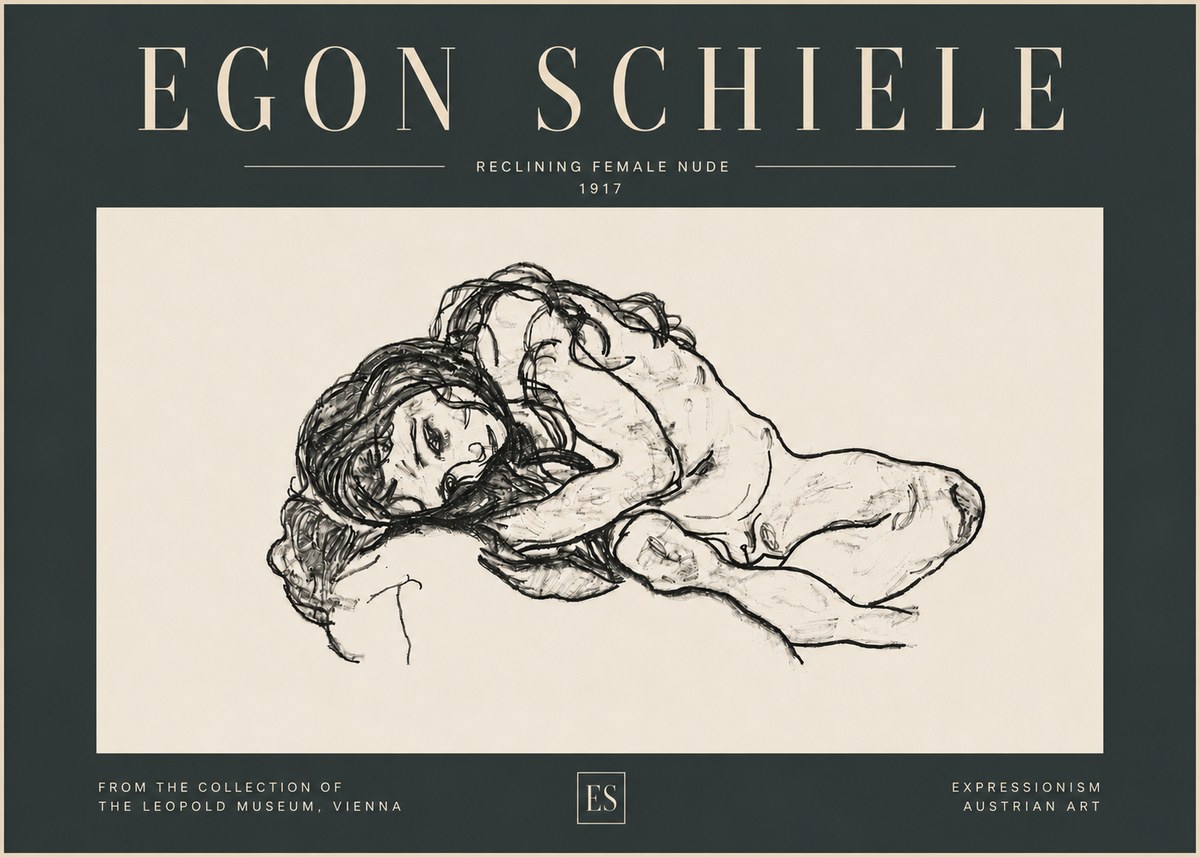 Schiele Reclining Female Nude No6 - Plakat