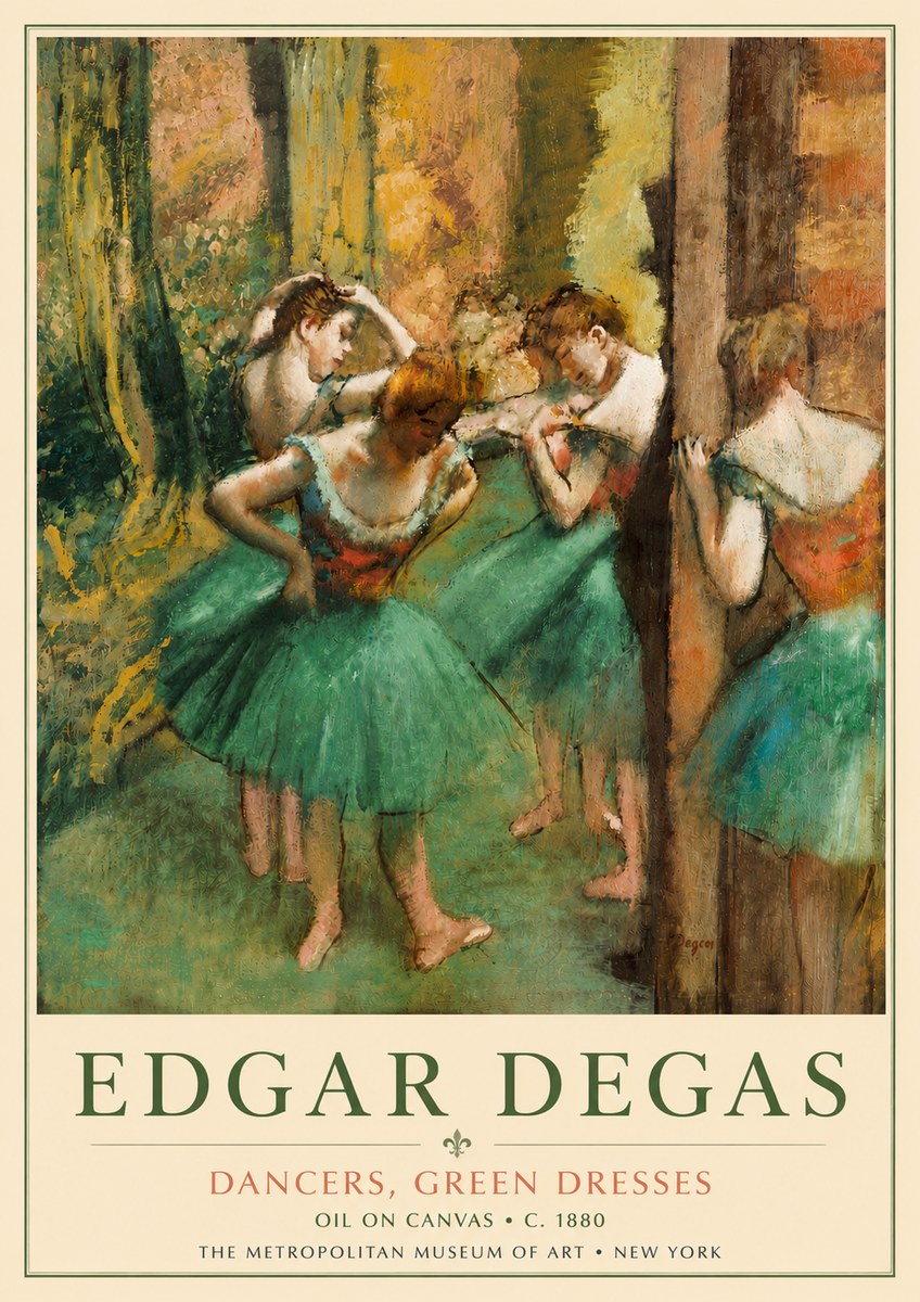 Edgar Degas Dancers, Green Dresses No6 - Plakat