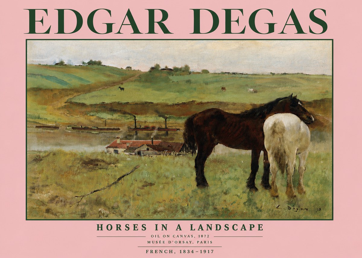 Edgar Degas Horses in a Landscape No5 - Plakat