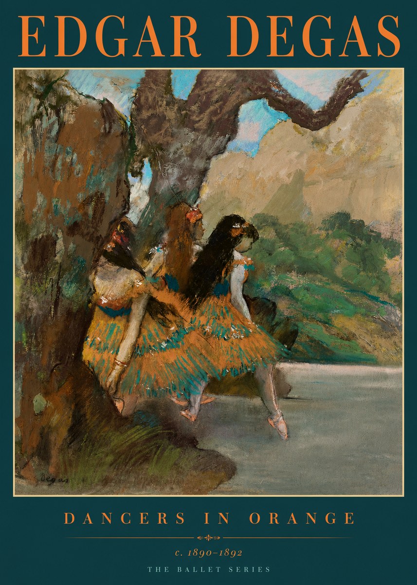 Edgar Degas Dancers in Orange No4 - Plakat