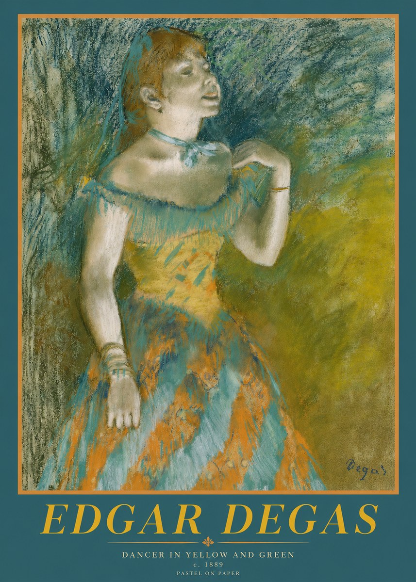 Edgar Degas Dancer in Yellow and Green No2 - Plakat