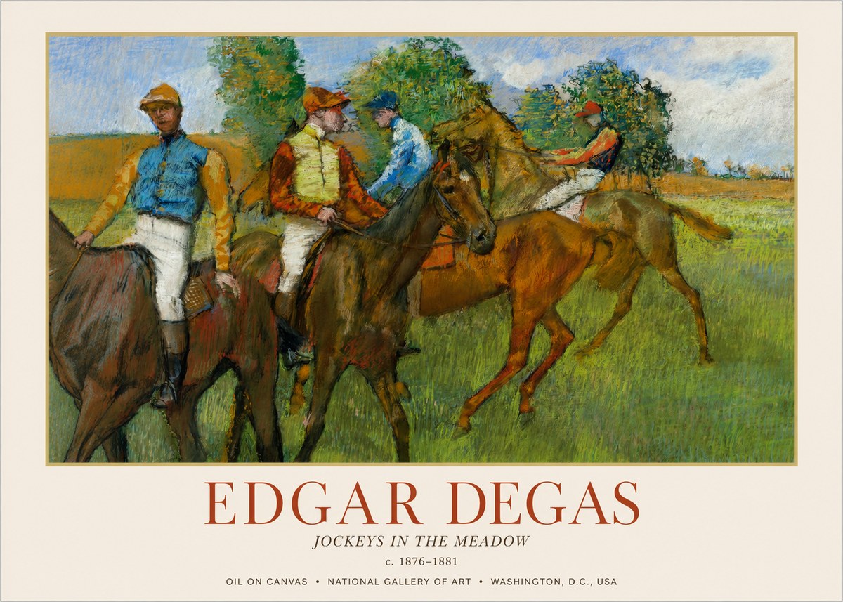 Edgar Degas Jockeys in the Meadow No1 - Plakat