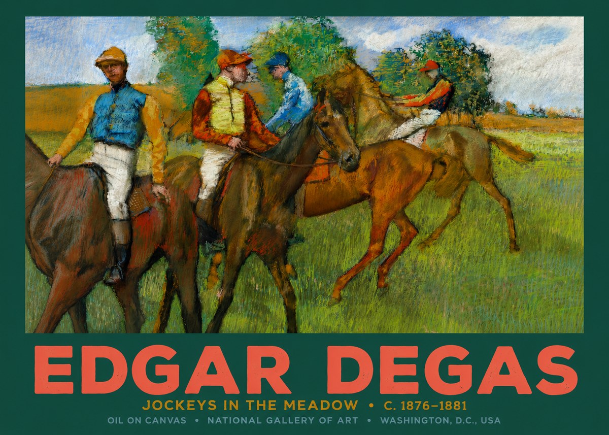 Edgar Degas Jockeys in the Meadow No2 - Plakat