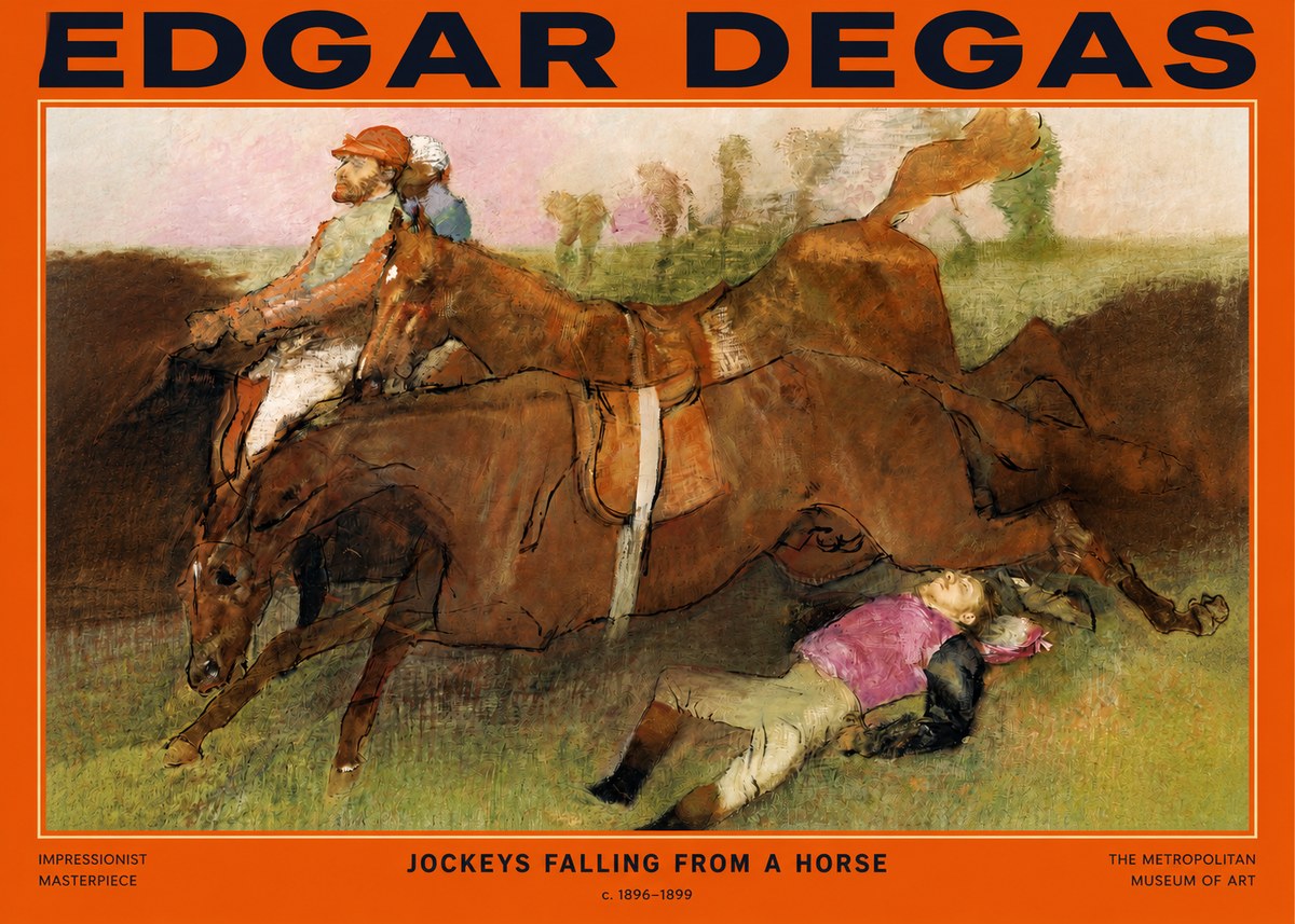 Edgar Degas Jockeys Falling from a Horse No2 - Plakat
