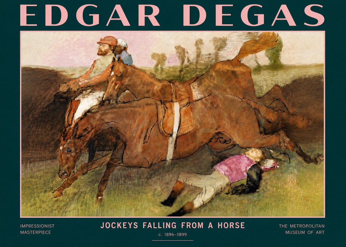 Edgar Degas Jockeys Falling from a Horse No4 - Plakat