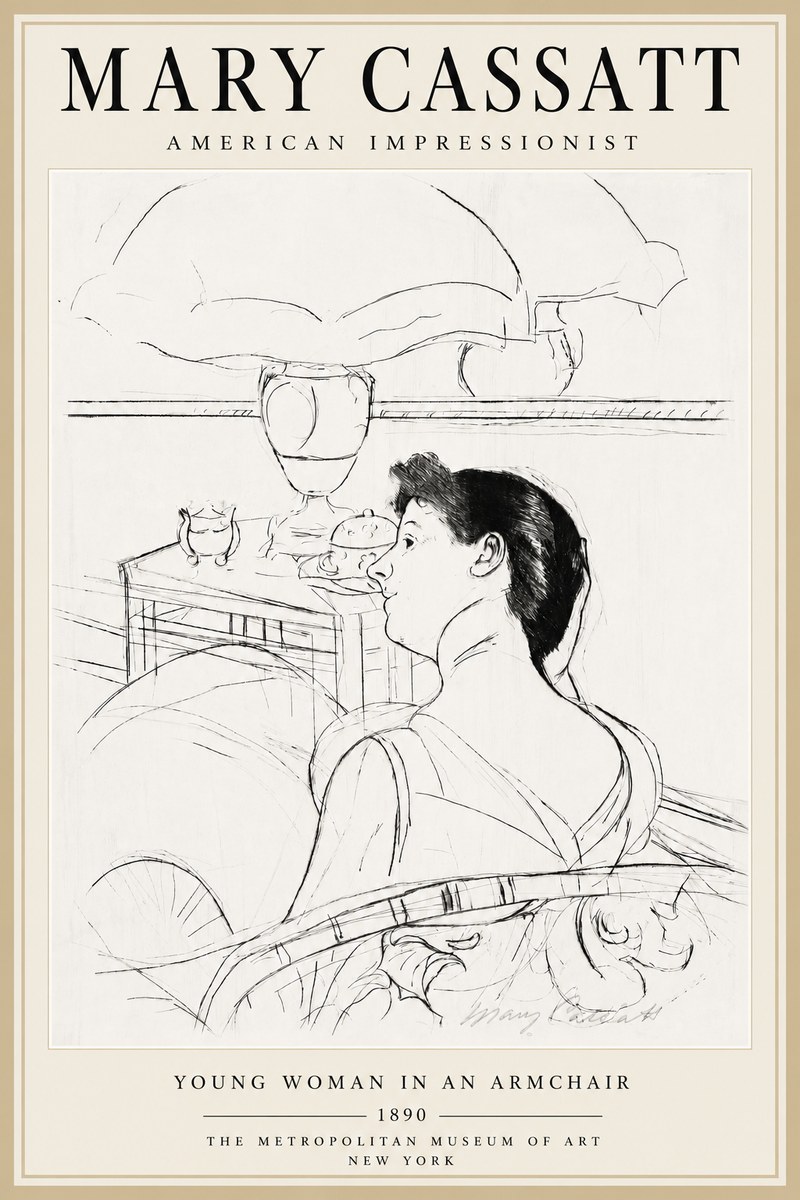 Mary Cassatt Young Woman in an Armchair No5 - Plakat