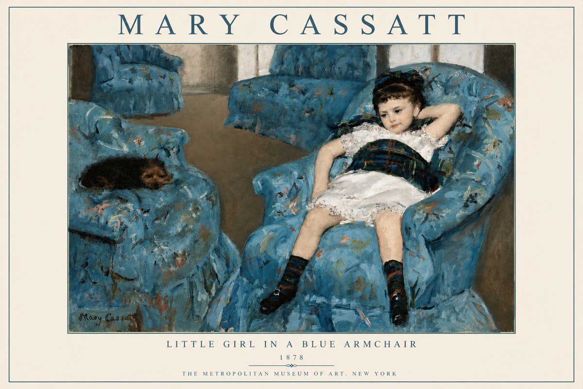 Mary Cassatt Little Girl in a Blue Armchair No6 - Plakat