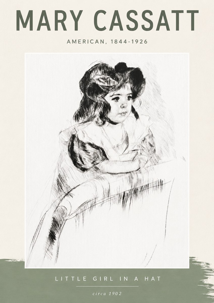 Mary Cassatt Little Girl in a Hat No6 - Plakat