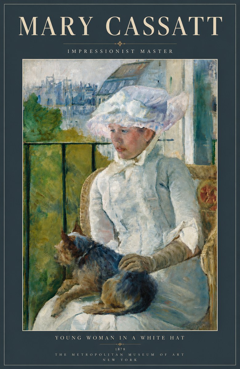 Mary Cassatt Young Woman in a White Hat No4 - Plakat