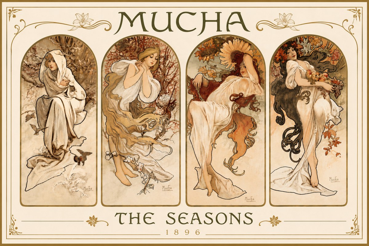 Mucha The Seasons No6 - Plakat