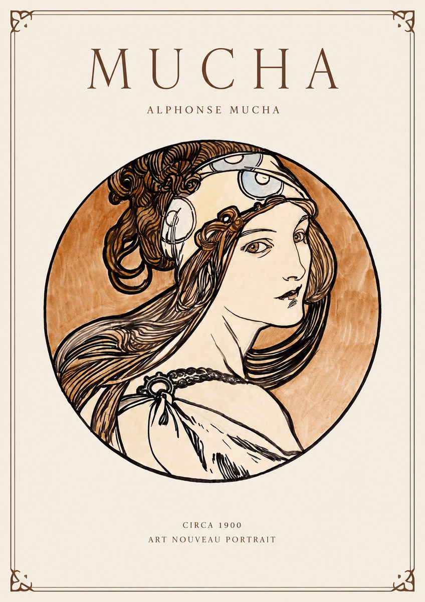 Mucha Art Nouveau Portrait I No1 - Plakat