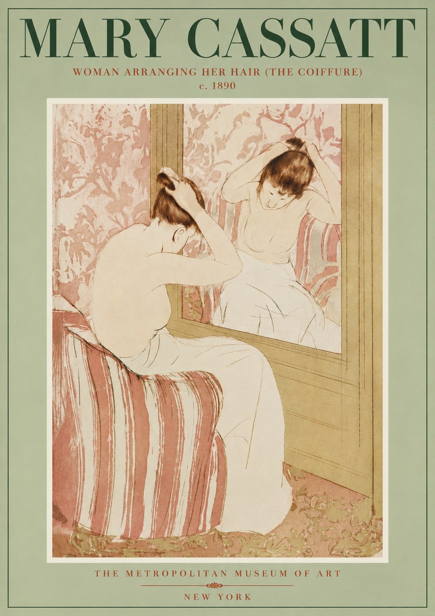 Mary Cassatt Woman Arranging Her Hair (the Coiffure) No4 - Plakat