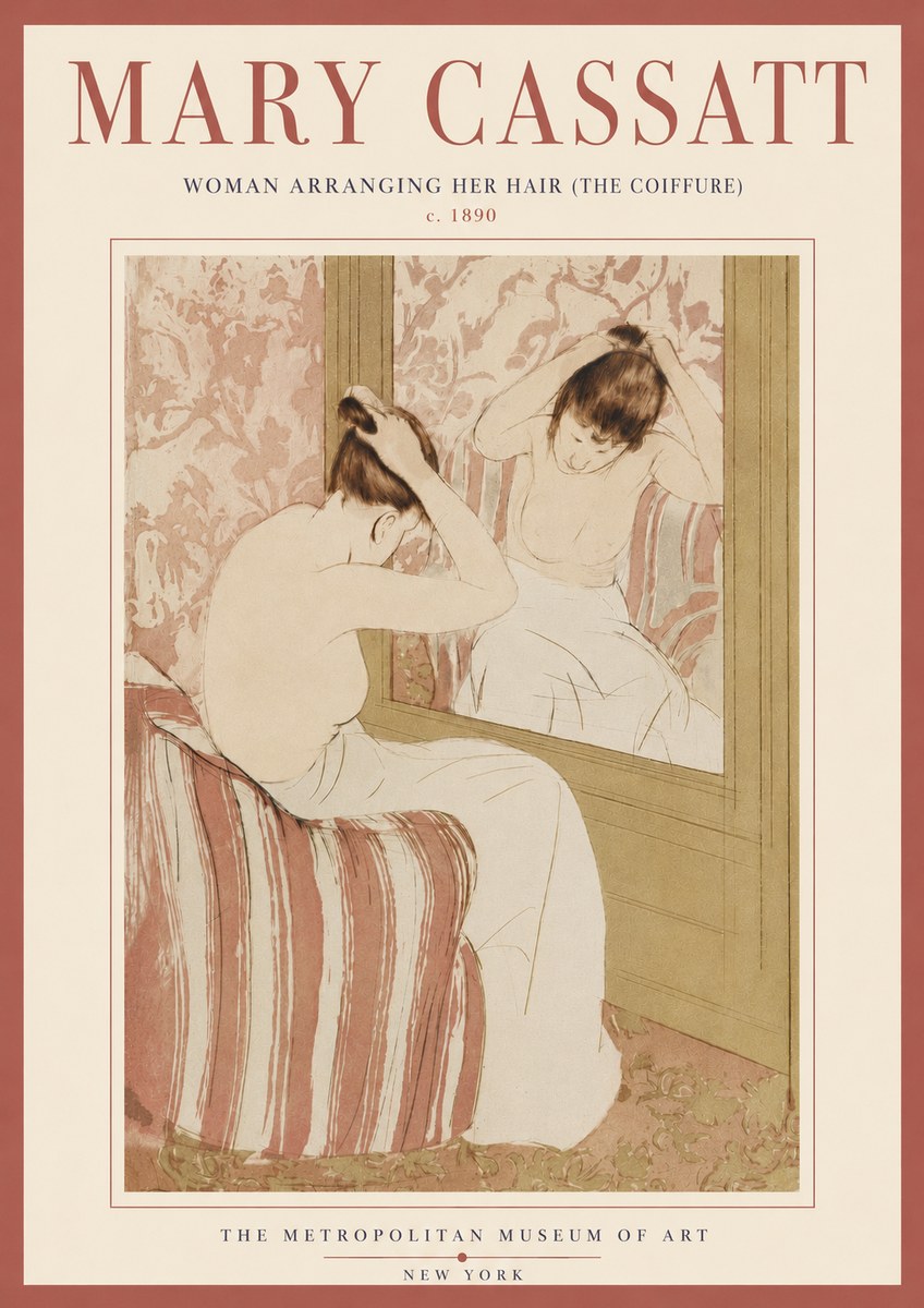 Mary Cassatt Woman Arranging Her Hair (the Coiffure) No5 - Plakat