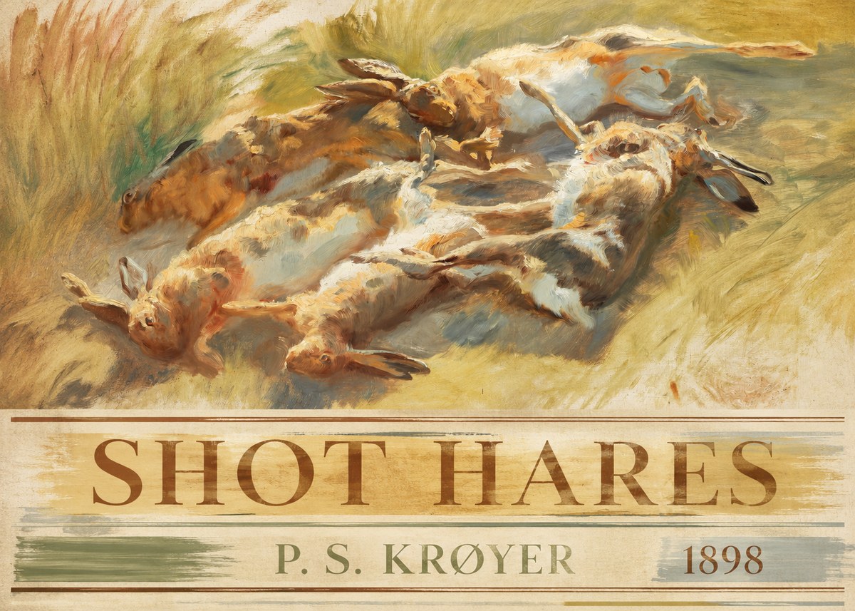 P.S. Krøyer Shot Hares No3 - Plakat