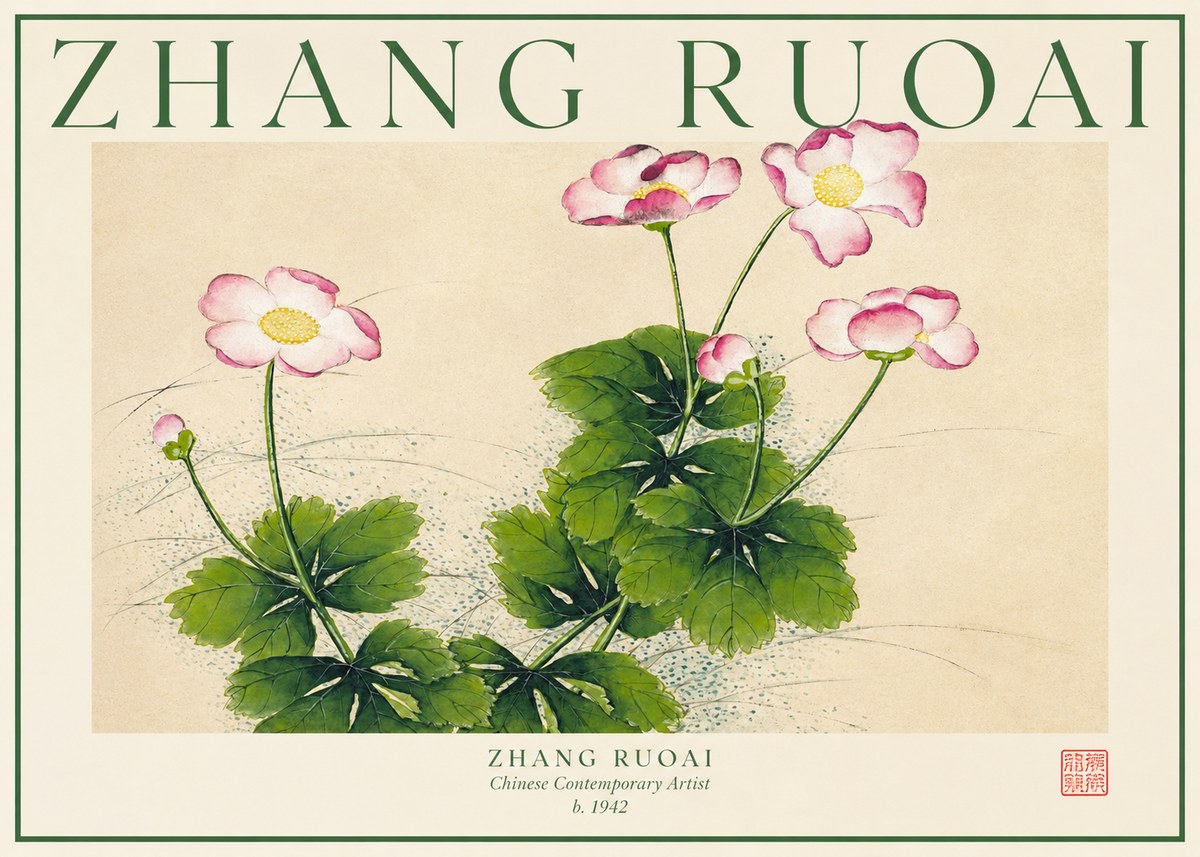 Zhang Ruoai Pink Anemones No1 - Plakat
