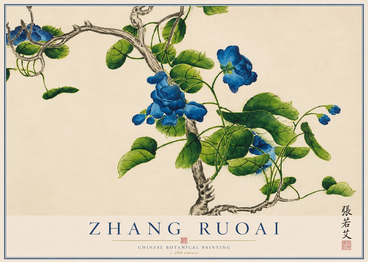 Zhang Ruoai Blue Morning Glories No1 - Plakat