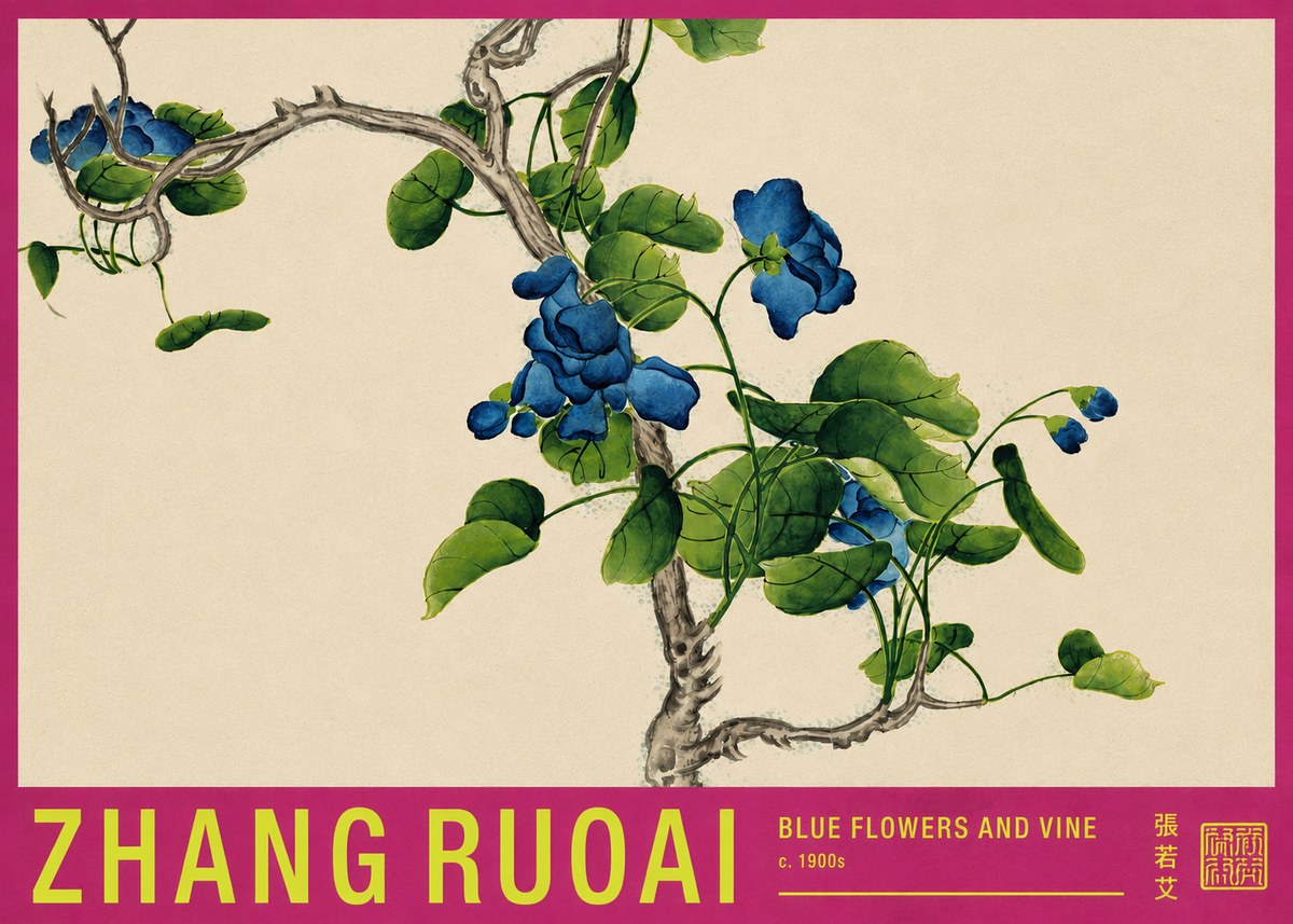Zhang Ruoai Blue Morning Glories No4 - Plakat