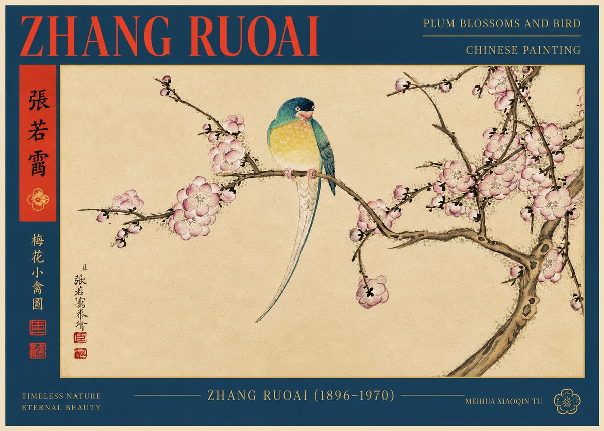 Zhang Ruoai Plum Blossoms and Bird No5 - Plakat