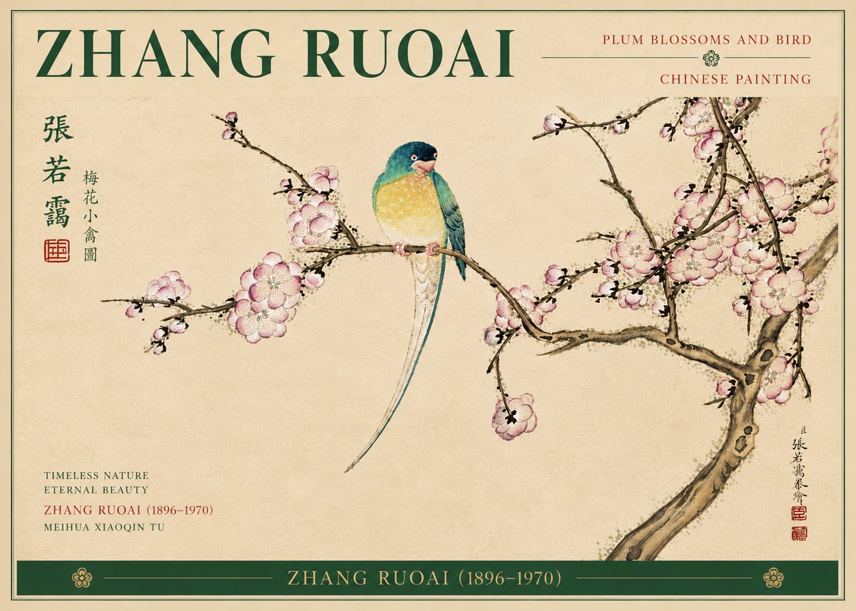 Zhang Ruoai Plum Blossoms and Bird No6 - Plakat