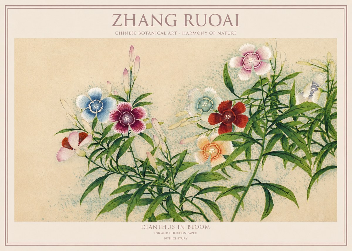 Zhang Ruoai Dianthus in Bloom No1 - Plakat