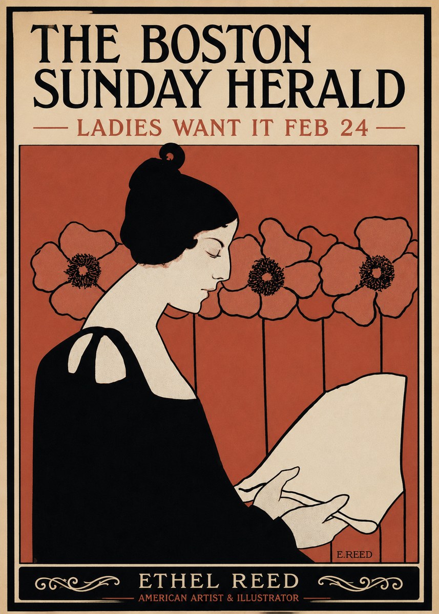 Ethel Reed The Boston Sunday Herald - Ladies Want It Feb 24 No3 - Plakat