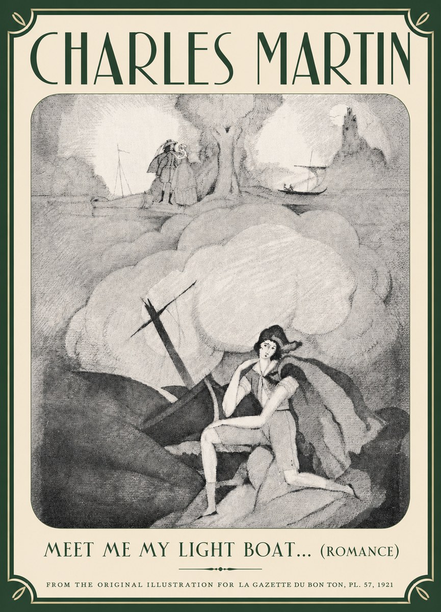Charles Martin Meet Me My Light Boat... (Romance) No3 - Plakat