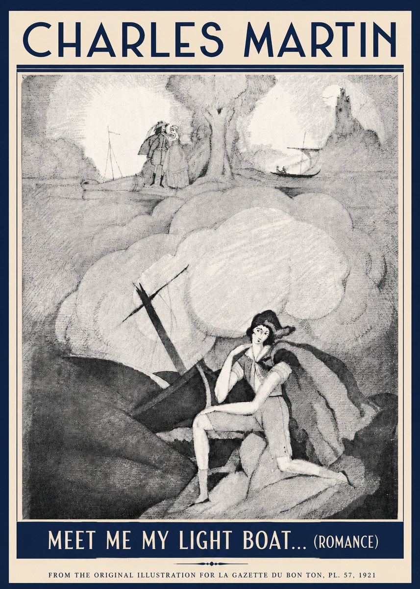 Charles Martin Meet Me My Light Boat... (Romance) No5 - Plakat