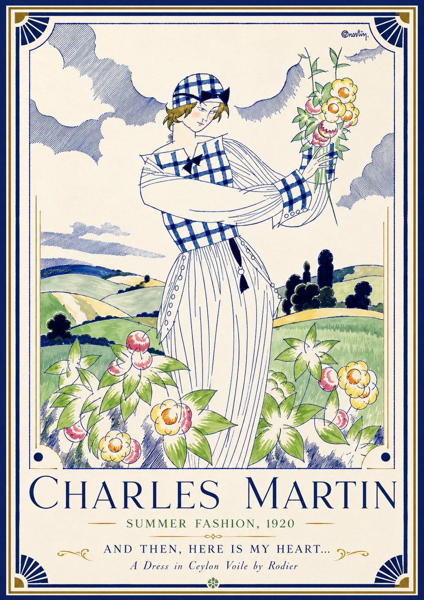 Charles Martin And Then, Here Is My Heart... Summer Dress in Ceylon Voile by Rodier No3 - Plakat