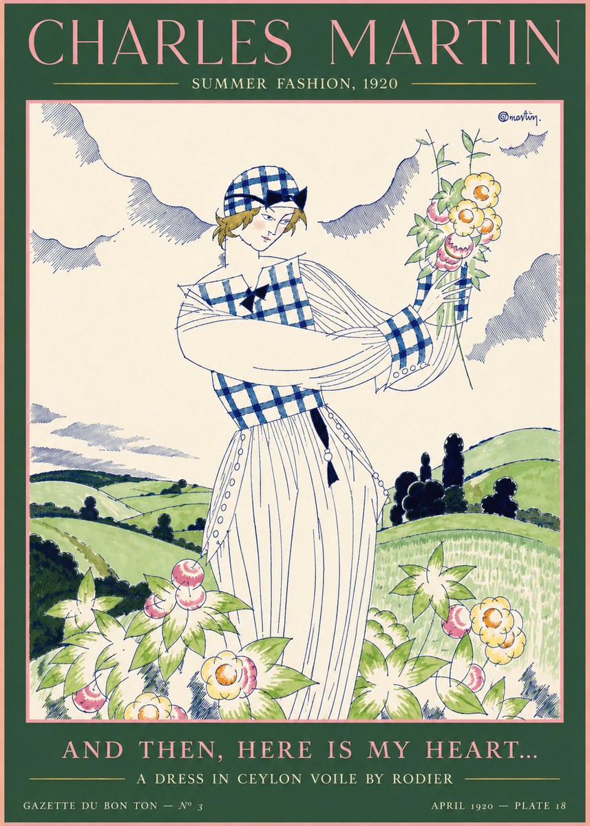 Charles Martin And Then, Here Is My Heart... Summer Dress in Ceylon Voile by Rodier No4 - Plakat