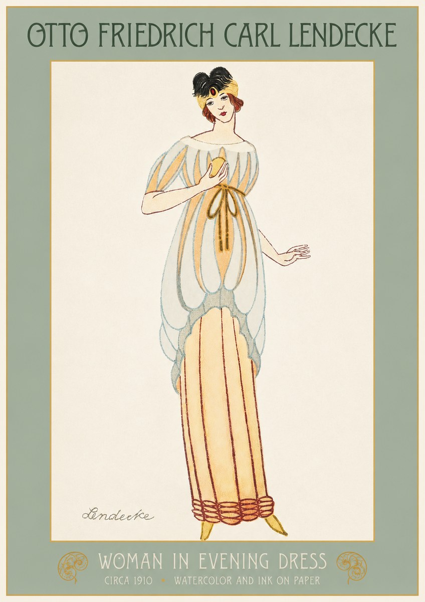 Otto Friedrich Carl Lendecke Woman in Evening Dress No2 - Plakat