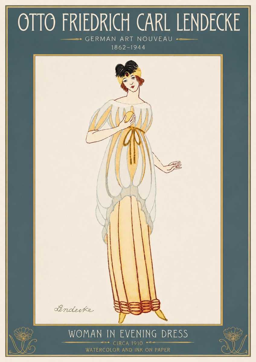 Otto Friedrich Carl Lendecke Woman in Evening Dress No6 - Plakat