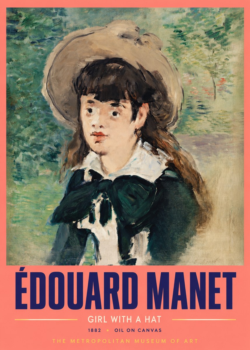 Édouard Manet Girl with a Hat No2 - Plakat