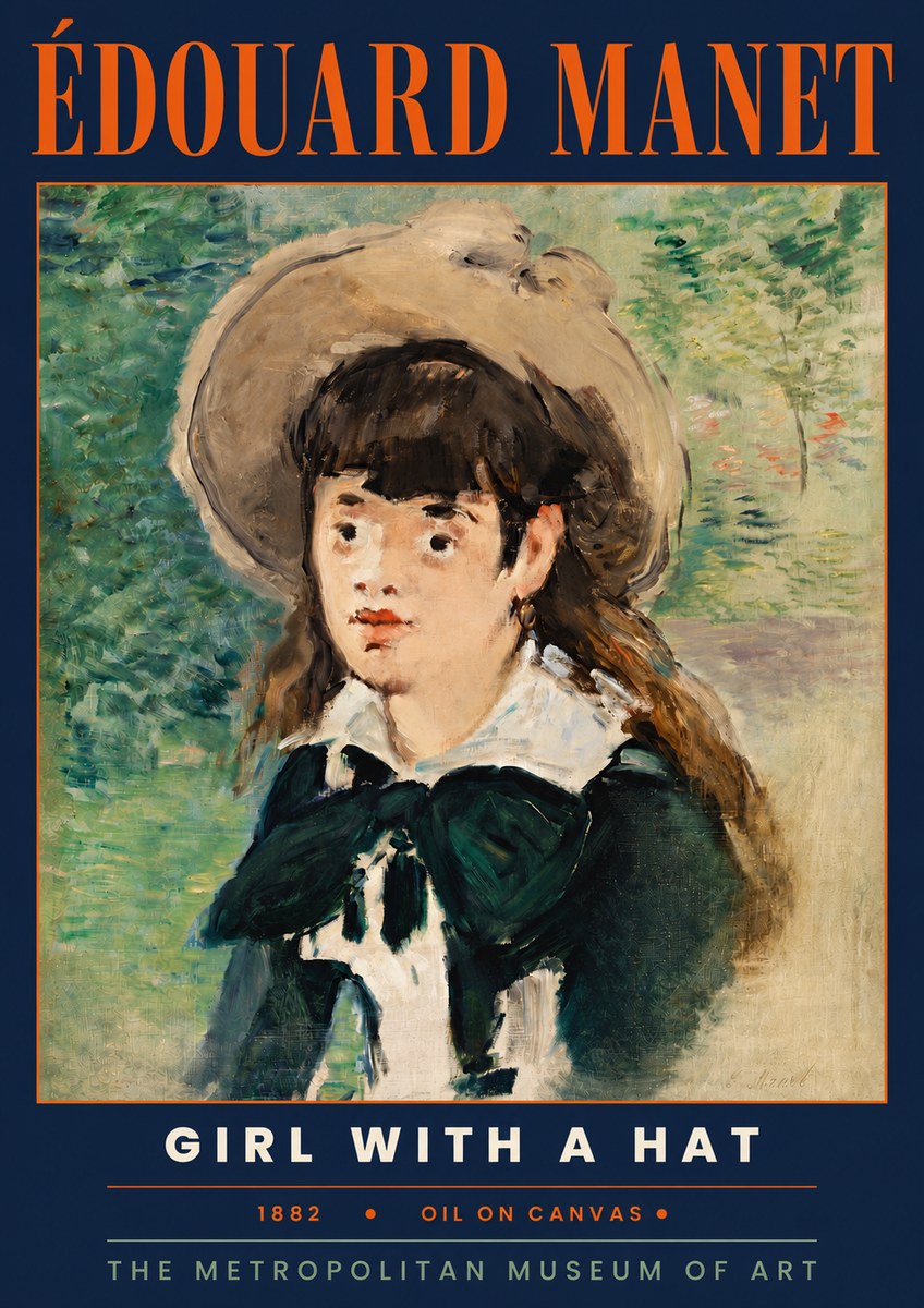 Édouard Manet Girl with a Hat No4 - Plakat