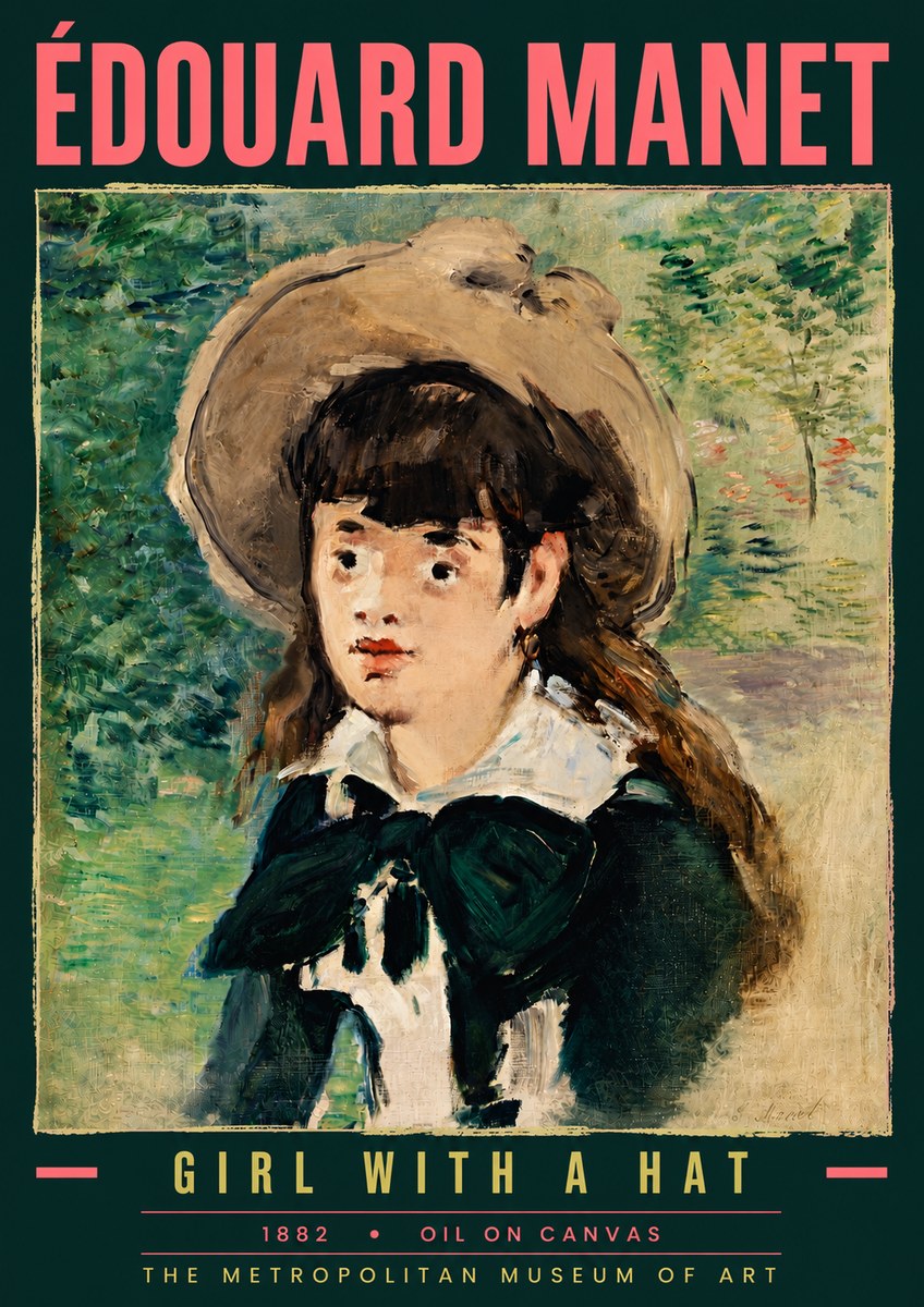 Édouard Manet Girl with a Hat No6 - Plakat