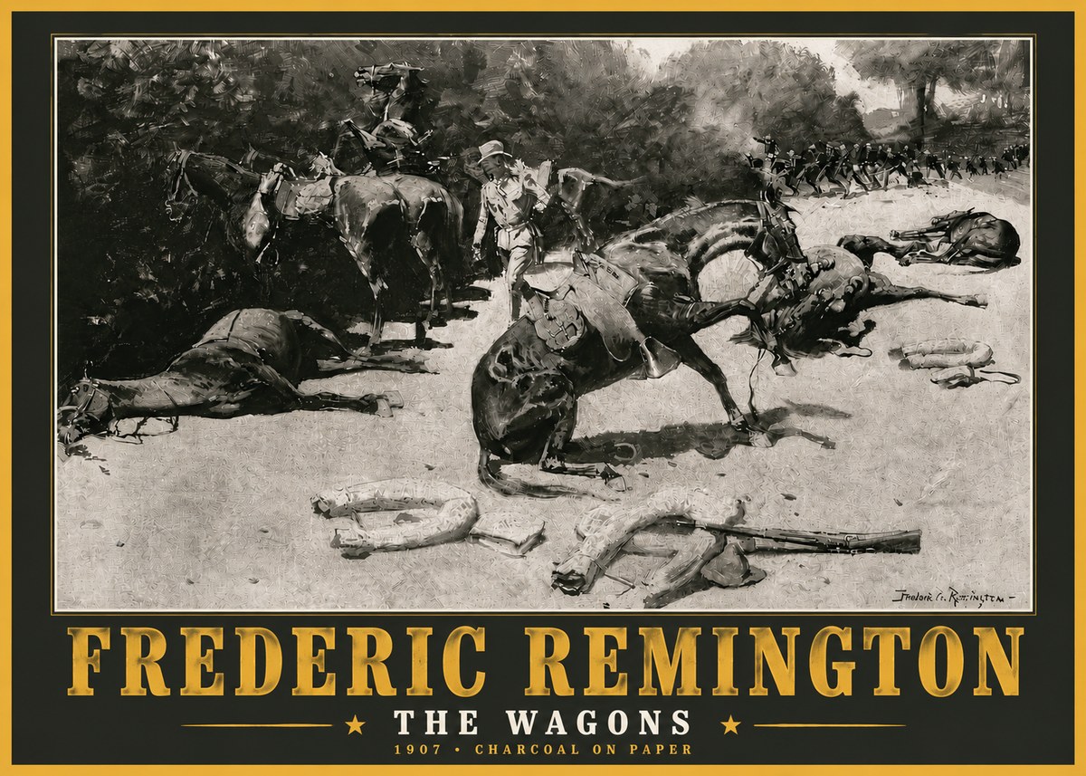 Frederic Remington The Wagons No5 - Plakat